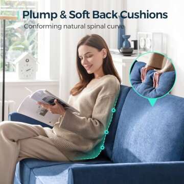 LINSY 58" W Loveseat Sofa, Small Couch Modern Comfy Couch for Bedroom and Living Room, Small Loveseat for Small Spaces, Easy Assembly, Blue