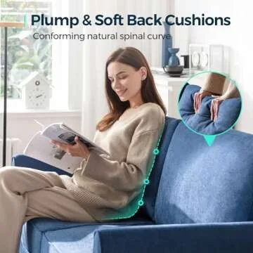 LINSY 58" W Loveseat Sofa, Small Couch Modern Comfy Couch for Bedroom and Living Room, Small Loveseat for Small Spaces, Easy Assembly, Blue