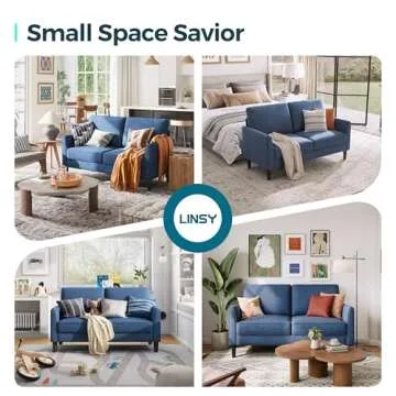 LINSY 58" W Loveseat Sofa, Small Couch Modern Comfy Couch for Bedroom and Living Room, Small Loveseat for Small Spaces, Easy Assembly, Blue