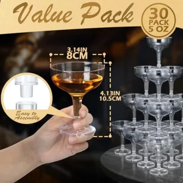 Zopeal Stackable Champagne Glasses for Wedding Events