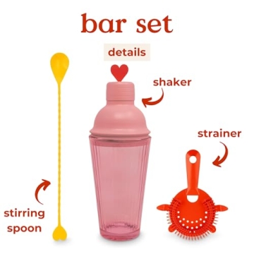 ban.do Cute Bar Set Cocktail Shaker Kit for Home Bartenders