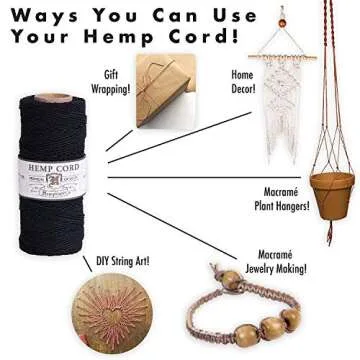 Hemptique 100% Natural Hemp Cord Single Spool - 205ft ~ 62.5m Hemp String Spool - Crafters Number 1 ...