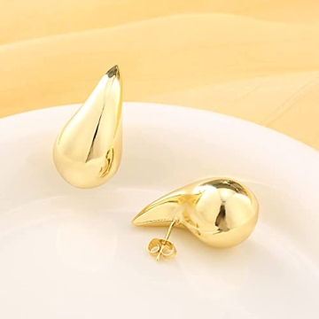 Elegant Chunky Hoop Tear Drop Earrings for Women