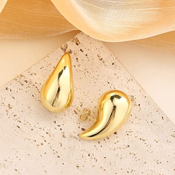 Elegant Chunky Hoop Tear Drop Earrings for Women