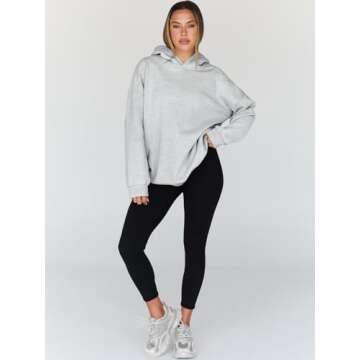Trendy Queen Womens Oversized Hoodies Fleece Hooded Sweatshirts Casual Pullover Fall Winter Outfits Long Sleeve Tops 2025 Grey XL