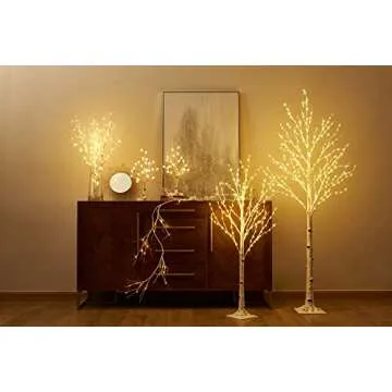 LITBLOOM Lighted Birch Garland 6FT 48 LED Battery Operated with Timer Pre-lit Twig Vine Lights for Christmas Fireplace Mantle Table Decoration Indoor Outdoor