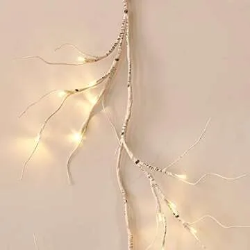 LITBLOOM Lighted Birch Garland 6FT 48 LED Battery Operated with Timer Pre-lit Twig Vine Lights for Christmas Fireplace Mantle Table Decoration Indoor Outdoor