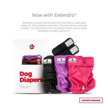 Pet Parents® Washable Dog Diapers (3pack) + Extendrs® of Durable Doggie Diapers, Premium Dog Diape...