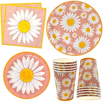 Gift Boutique Daisy Flower Party Supplies Tableware Set for Joyful Spring Celebrations