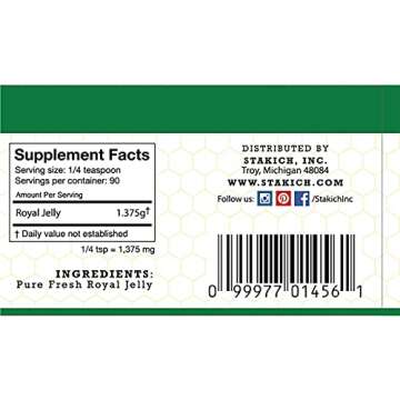 Stakich Fresh Royal Jelly - All Natural Superfood Delight