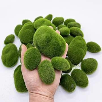 DUENEW 40PCS Artificial Moss Rocks Decorative Moss Balls for Plants Decor Home Craft 4 Size