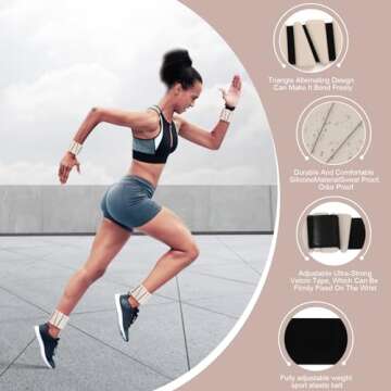 Wrist Weights Set of 2, Adjustable Wrist and Ankle Weights Set for Women and Men, Wearable Silicone Wrist Bangles for Yoga, Dance, Pilates, Swimming, Cardio, Aerobics, Gym (Beige)