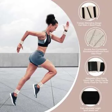 Wrist Weights Set of 2, Adjustable Wrist and Ankle Weights Set for Women and Men, Wearable Silicone Wrist Bangles for Yoga, Dance, Pilates, Swimming, Cardio, Aerobics, Gym (Beige)