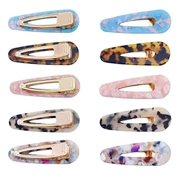 10 Pcs Acrylic Resin Hair Barrettes Fashion Geometric Alligator Hair Clips for Women and Ladies Hair Accessories