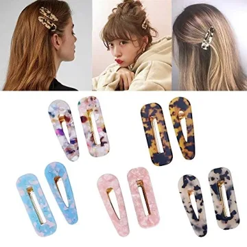 10 Pcs Acrylic Resin Hair Barrettes Fashion Geometric Alligator Hair Clips for Women and Ladies Hair Accessories