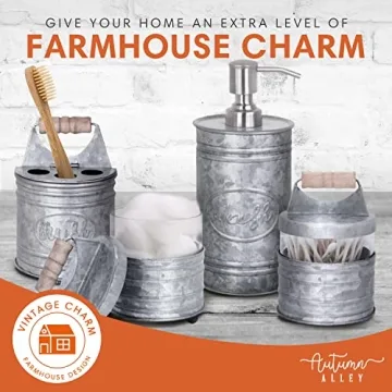 Rustic 4-Piece Bathroom Accessories Set - Farmhouse Charm