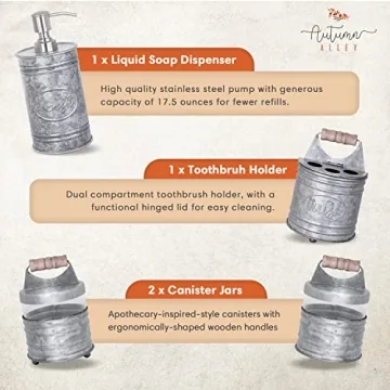 Rustic 4-Piece Bathroom Accessories Set - Farmhouse Charm