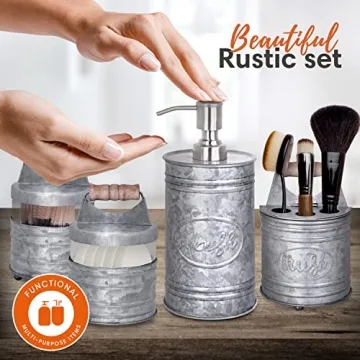 Rustic 4-Piece Bathroom Accessories Set - Farmhouse Charm