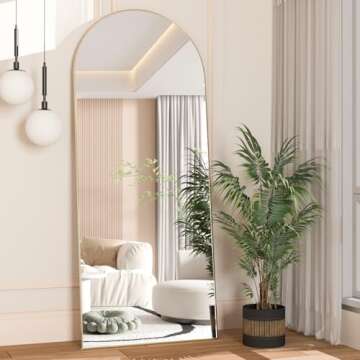 NEUWEABY Arched Floor Mirror 65"x24" Gold Arch Full Length Mirror with Stand Large Wall Mirror Full ...