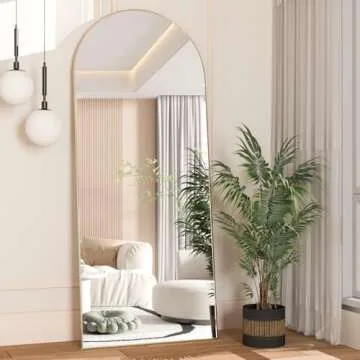 NEUWEABY Arched Floor Mirror 65"x24" Gold Arch Full Length Mirror with Stand Large Wall Mirror Full ...