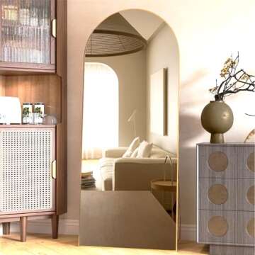 NEUWEABY Arched Floor Mirror 65"x24" Gold Arch Full Length Mirror with Stand Large Wall Mirror Full Body Mirror Standing Hanging or Leaning Against Wall for Bedroom Entry, Bedroom, Living Room