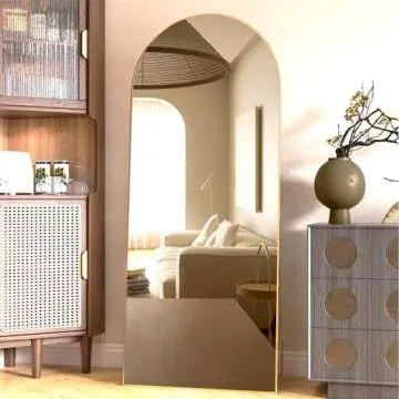 NEUWEABY Arched Floor Mirror 65"x24" Gold Arch Full Length Mirror with Stand Large Wall Mirror Full Body Mirror Standing Hanging or Leaning Against Wall for Bedroom Entry, Bedroom, Living Room