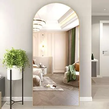 NEUWEABY Arched Floor Mirror 65"x24" Gold Arch Full Length Mirror with Stand Large Wall Mirror Full Body Mirror Standing Hanging or Leaning Against Wall for Bedroom Entry, Bedroom, Living Room