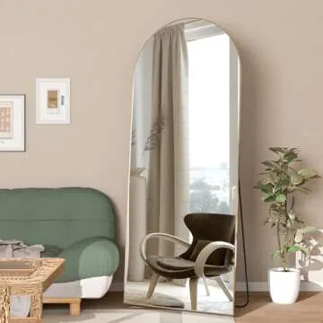 NEUWEABY Arched Floor Mirror 65"x24" Gold Arch Full Length Mirror with Stand Large Wall Mirror Full Body Mirror Standing Hanging or Leaning Against Wall for Bedroom Entry, Bedroom, Living Room