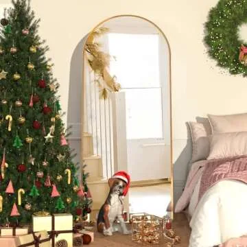 NEUWEABY Arched Floor Mirror 65"x24" Gold Arch Full Length Mirror with Stand Large Wall Mirror Full Body Mirror Standing Hanging or Leaning Against Wall for Bedroom Entry, Bedroom, Living Room