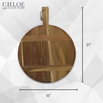Chloe and Cotton Acacia Wood Diameter 16 Inch Oversized Serving Board | Large Cheese Board | Charcut...