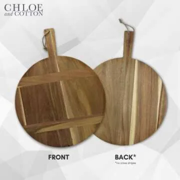 Chloe and Cotton Acacia Wood Diameter 16 Inch Oversized Serving Board | Large Cheese Board | Charcuterie Board for Serving Cheese, Meat, Crackers, and Wine | Unique Gift (Round Cutting Board)