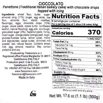Fiasconaro Cioccolato Chocolate Panettone, 1.1 Pound (500 g)