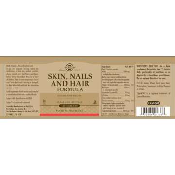 Solgar Skin, Nails & Hair, Advanced MSM Formula, 120 Tablets - Supports Collagen for Hair, Nail and ...