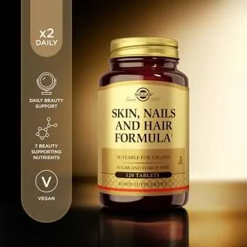 Solgar Skin, Nails & Hair, Advanced MSM Formula, 120 Tablets - Supports Collagen for Hair, Nail and Skin Health - Provides Zinc, Vitamin C & Copper - Non GMO, Vegan, Gluten & Dairy Free - 60 Servings