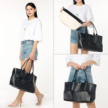 Stylish Large Leather Weave Tote Bag for Women