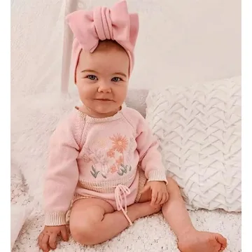 ZAXARRA Cute Baby Girl Sweater Romper with Embroidery Flower