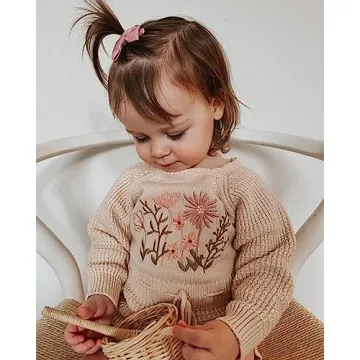 ZAXARRA Cute Baby Girl Sweater Romper with Embroidery Flower