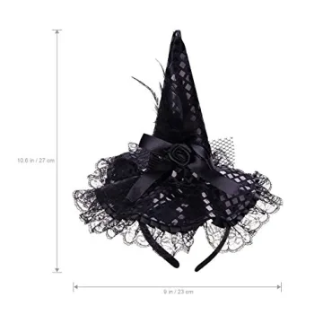 Charming BinaryABC Halloween Witch Hat Headband for Parties