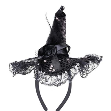 Charming BinaryABC Halloween Witch Hat Headband for Parties