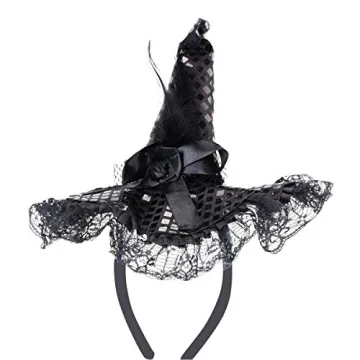 Charming BinaryABC Halloween Witch Hat Headband for Parties
