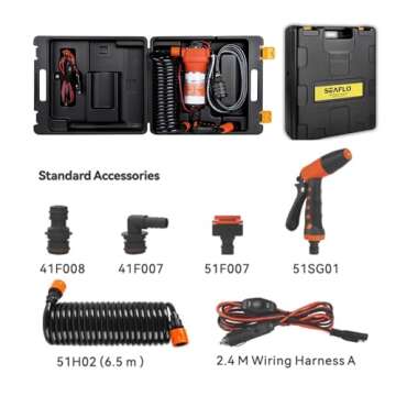 SEAFLO 41 Series Portable Washdown Pump Kit - 12V DC, 4.5 GPM, 70 PSI with Adjustable Sprayer, Built...