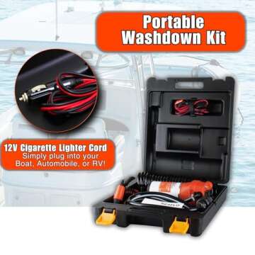 SEAFLO 41 Series Portable Washdown Pump Kit - 12V DC, 4.5 GPM, 70 PSI with Adjustable Sprayer, Built-In Bypass Valve, UV-Coiled Hose, and 4-Year Warranty | Marine, RV, and Agriculture Applications