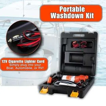 SEAFLO 41 Series Portable Washdown Pump Kit - 12V DC, 4.5 GPM, 70 PSI with Adjustable Sprayer, Built-In Bypass Valve, UV-Coiled Hose, and 4-Year Warranty | Marine, RV, and Agriculture Applications