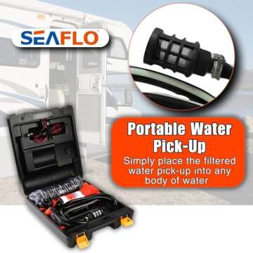 SEAFLO 41 Series Portable Washdown Pump Kit - 12V DC, 4.5 GPM, 70 PSI with Adjustable Sprayer, Built-In Bypass Valve, UV-Coiled Hose, and 4-Year Warranty | Marine, RV, and Agriculture Applications