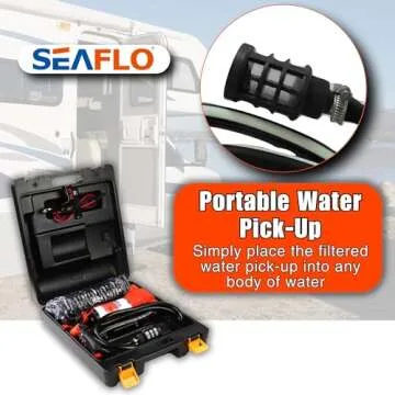 SEAFLO 41 Series Portable Washdown Pump Kit - 12V DC, 4.5 GPM, 70 PSI with Adjustable Sprayer, Built-In Bypass Valve, UV-Coiled Hose, and 4-Year Warranty | Marine, RV, and Agriculture Applications