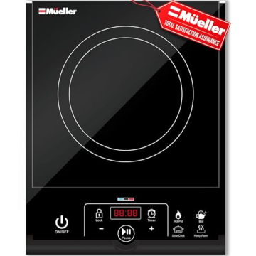 Mueller RapidTherm Portable Induction Cooktop, Hot Plate Electric Stove Top Burner 1800W, 8 Temp Lev...