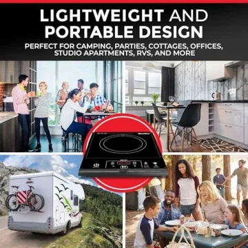 Mueller RapidTherm Portable Induction Cooktop, Hot Plate Electric Stove Top Burner 1800W, 8 Temp Levels up to 460°F, Auto-Off & Pot Detection, LED Display, Child Lock, 4 Programs, Burners for Cooking