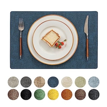Romanstile Vinyl Placemats Set of 6-12 X 18 Inch - Heat Resistant Place Mats 100% Waterproof Oilproo...