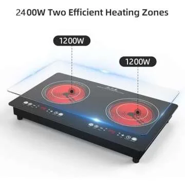 POTFYA 2 Burner Electric Cooktop 110V 24inch - 2400W Countertop & Built-in Ceramic Cooktop - 9 Power...
