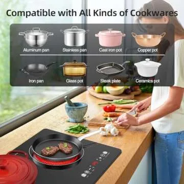 POTFYA 2 Burner Electric Cooktop 110V 24inch - 2400W Countertop & Built-in Ceramic Cooktop - 9 Power Levels Electric Stove with Plug in Child Safety Lock Overheat Protection